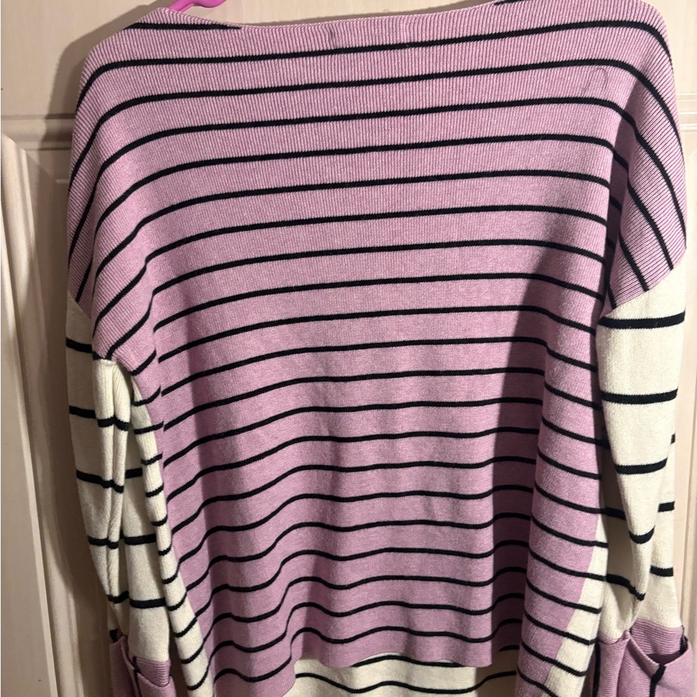Anthropologie Black, White and purple striped sweater - Picture 5 of 5